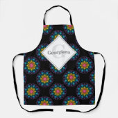 レインボーパーソナライズされたフローラ水玉模様マンダラ エプロン (正面)