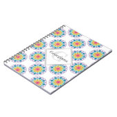 レインボーパーソナライズされたフローラ水玉模様曼荼羅 ノートブック (左側)