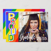 レインボーパーソナライズされたプライド写真卒業 招待状 (正面/裏面)