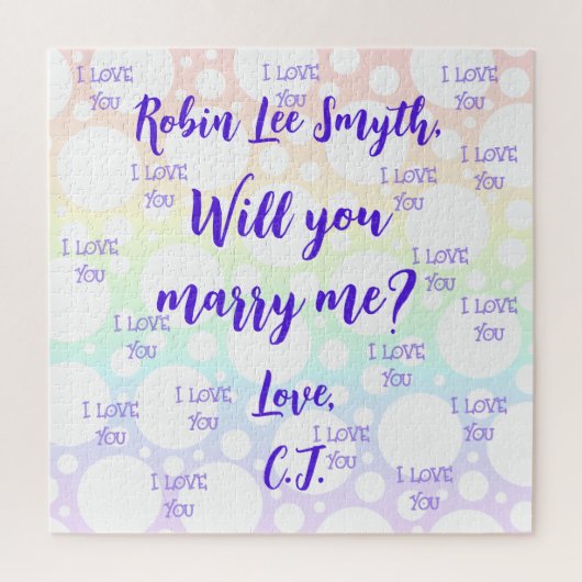 レインボーパーソナライズされたプロポーズジグソーパズル ジグソーパズル (縦)
