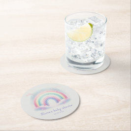レインボーパーソナライズされたベビーシャワー紙コースター ラウンドペーパーコースター