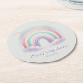 レインボーパーソナライズされたベビーシャワー紙コースター ラウンドペーパーコースター (アングル)