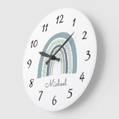 レインボーパーソナライズされたベビー名子供部屋大時計 ラージ壁時計 (傾斜)