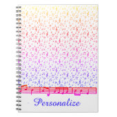 レインボーパーソナライズされたミュージックテーマ ノートブック (正面)