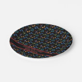 レインボーパーソナライズされたミュージック・ノート（黒）パーティー ペーパープレート (アングル)