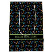 レインボーパーソナライズされたミュージック・ノート（黒） ミディアムペーパーバッグ (裏面)