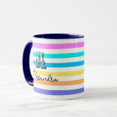 レインボーパーソナライズされたモノグラムのコーヒのマグカップ マグカップ (正面左)