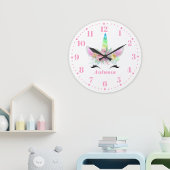 レインボーパーソナライズされたユニコーンカスタムキッズウォッチ ラージ壁時計