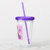 レインボーパーソナライズされたユニコーン猫 アクリルタンブラー (左)