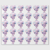 レインボーパーソナライズされたユニコーン猫 ラッピングペーパー (フラット)