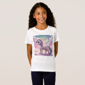 レインボーパーソナライズされたユニコーン猫 Tシャツ (正面フル)
