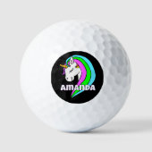 レインボーパーソナライズされたユニコーン ゴルフボール (正面)