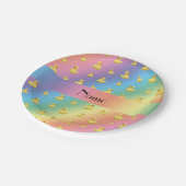 レインボーパーソナライズされたラガモの模様 ペーパープレート (アングル)
