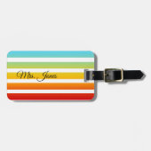 レインボーパーソナライズされたラッストライプのグタグ ラゲッジタグ (正面横)