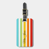 レインボーパーソナライズされたラッストライプのグタグ ラゲッジタグ (正面縦)