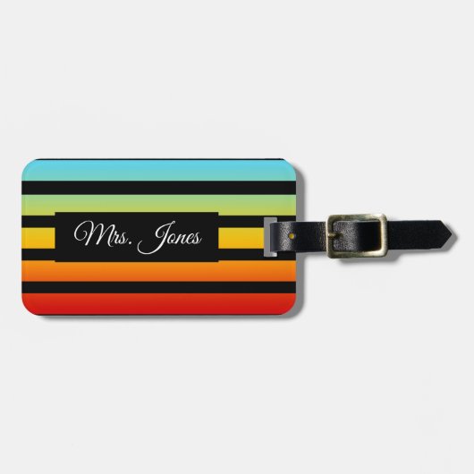 レインボーパーソナライズされたラッストライプのグタグ ラゲッジタグ (正面横)