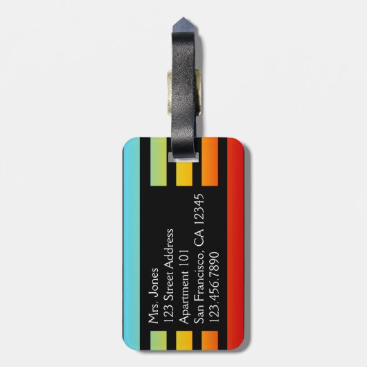 レインボーパーソナライズされたラッストライプのグタグ ラゲッジタグ (裏面縦)