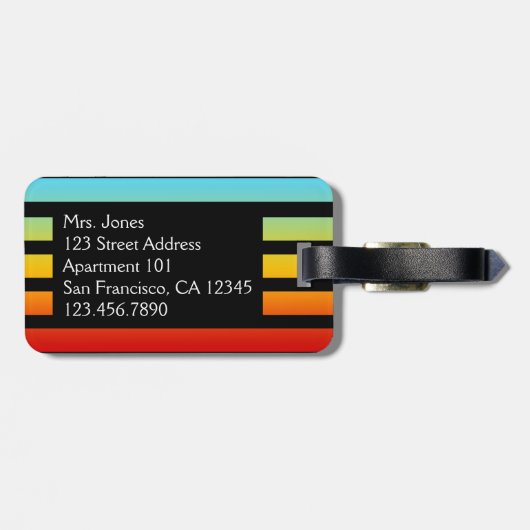 レインボーパーソナライズされたラッストライプのグタグ ラゲッジタグ (裏面横)