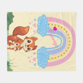 レインボーパーソナライズされたリスフリースブランケット フリースブランケット (正面(横))