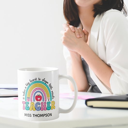 レインボーパーソナライズされた先生コーヒーマグ コーヒーマグカップ