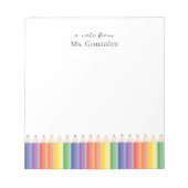 レインボーパーソナライズされた先生メモ帳からのメモ ノートパッド (正面)
