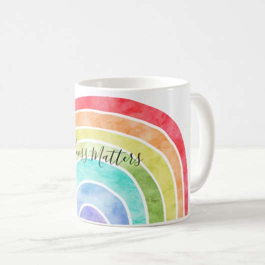 レインボーパーソナライズされた引用文 コーヒーマグカップ (正面右)