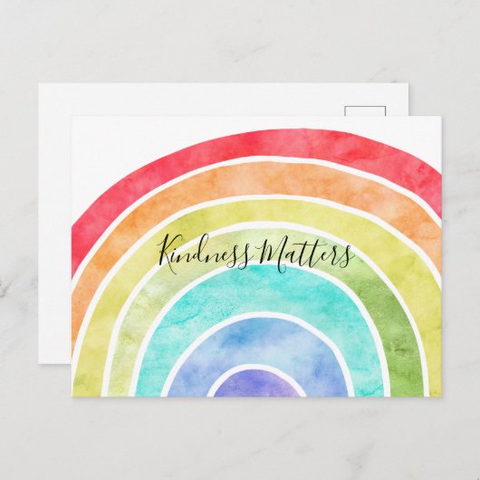 レインボーパーソナライズされた感動的引用文 ポストカード (正面/裏面)