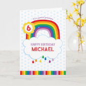 レインボーパーソナライズされた誕生日カー子供へド カード (黄色い花)