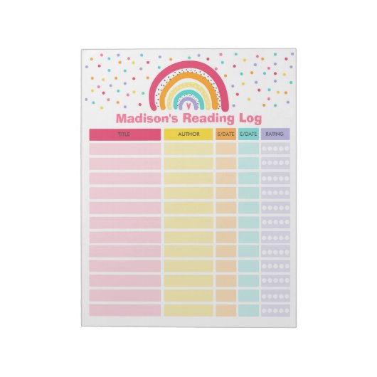 レインボーパーソナライズされた読ズログホームスクールLog ノートパッド (回転)