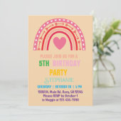 レインボーパーソナライズされた金ゴールドガールボーイ誕生日 招待状 (スタンド正面)