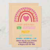 レインボーパーソナライズされた金ゴールドガールボーイ誕生日 招待状 (正面/裏面)