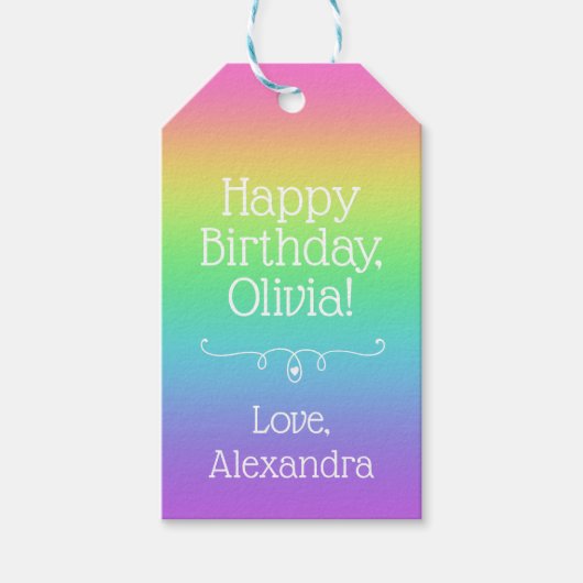 レインボーパーソナライズされた ギフトタグ (正面)