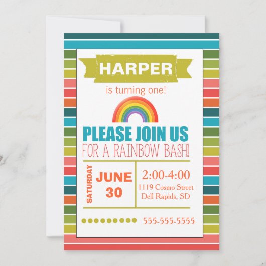 レインボーパーティの招待状 招待状 (正面)