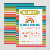 レインボーパーティの招待状 招待状 (正面/裏面)