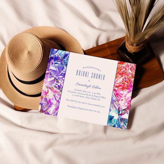 レインボーパーティーカラークリスタルジェムストーンブライダルシャワー 招待状