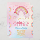 レインボーパーティー誕生日招待状 招待状 (正面/裏面)