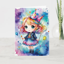 レインボーパーティー魔法 – カスタマイズ可能な誕生日 カード