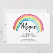 レインボーパーティー,水彩レインボー誕生日,シンプル 招待状 (正面)