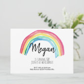 レインボーパーティー,水彩レインボー誕生日,シンプル 招待状 (スタンド正面)
