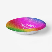 レインボーパープルイエロースパークルバースデーパーティー ペーパーボウル (傾斜あり)