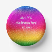 レインボーパープルイエロースパークルバースデーパーティー ペーパーボウル (正面)