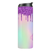 レインボーパープルグリッターはホログラフィックモノグラムを乾燥させる タンブラー (回転左)