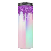 レインボーパープルグリッターはホログラフィックモノグラムを乾燥させる タンブラー (裏面)