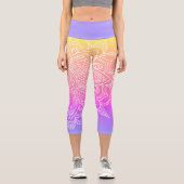 レインボーパープル&ホワイトマンダラヨガカプリレギンス カプリレギンス (正面)