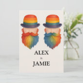 レインボーヒゲ&ハットゲイ結婚式招待状 招待状 (スタンド正面)