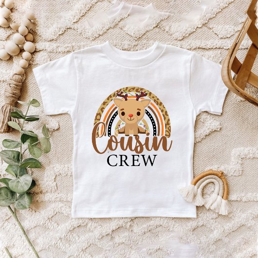 レインボーヒョウいとこかわいいトナカイ ベビーTシャツ