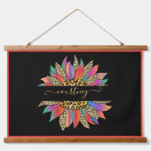 レインボーヒョウひまわりパーソナライズされた 吊り下げ型タペストリー (正面)