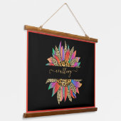 レインボーヒョウひまわりパーソナライズされた 吊り下げ型タペストリー (傾斜あり)