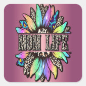 レインボーヒョウひまわり母の生活 スクエアシール (正面)