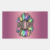 レインボーヒョウひまわり母の生活 長方形シール (正面)